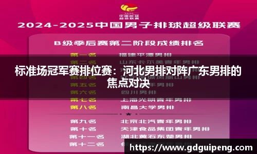 标准场冠军赛排位赛：河北男排对阵广东男排的焦点对决